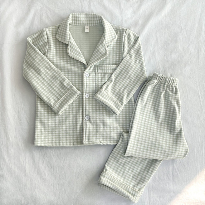 엘라운지 아동용 체크 극세사 방구석 파자마 상하세트