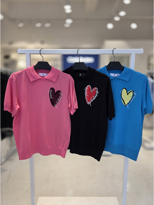 까스텔바작 하트 포인트 반팔 니트 골프웨어 골프복 골프 봄가을 26SS BGFMSW709