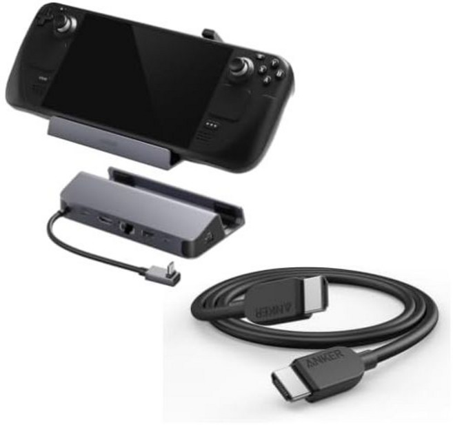 Anker 앤커 Steam Deck ROG Ally용 도킹 스테이션 6 in 1 USB C 허브 HDMI 4K 60Hz 지원 1Gbps 이더넷 케이블 8K 90cm Ultra