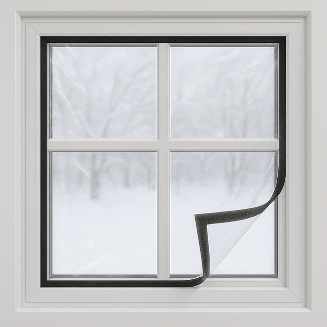 PVC 벨크로 일체형 두꺼운 방풍비닐 투명 문풍지 창문 단열 뽁뽁이, 검정색