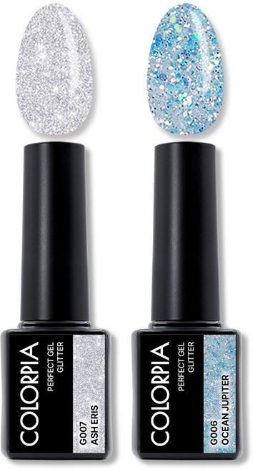 칼라피아 원스텝 퍼펙트젤 글리터 젤네일 세트, 1세트, 11. 애쉬에리스+오션쥬피터