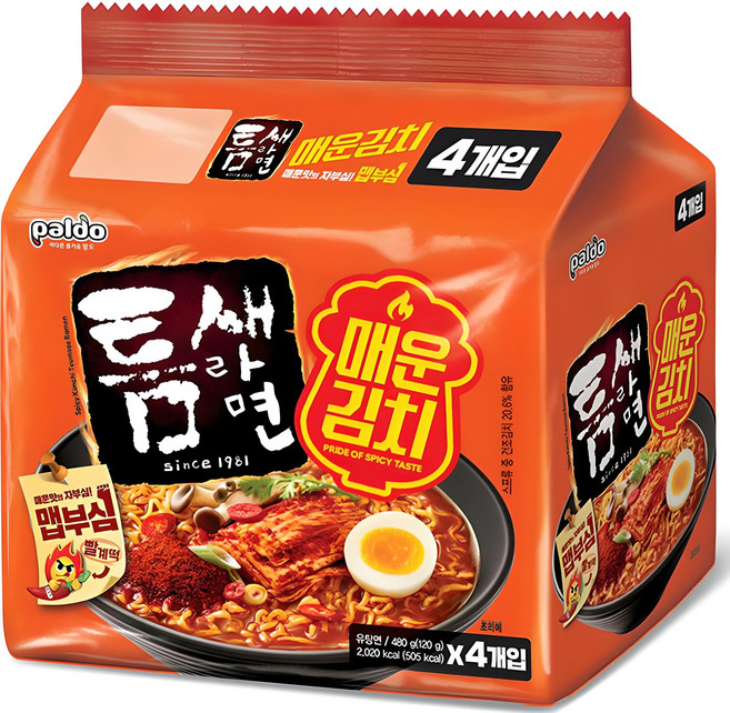 틈새라면 매운김치 120g, 4개