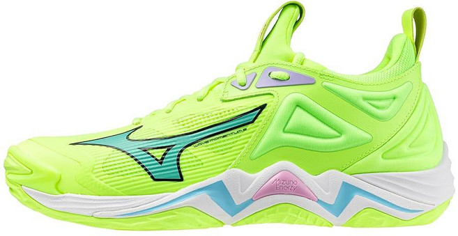 Mizuno 유니 성인용 Wave Momentum 3 유니 성인용 네오 라임 12 와이드 여성/10.5 남성