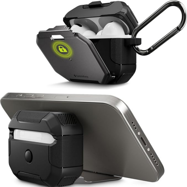 에어팟 프로/프로2 호환 하드 케이스 범퍼락 핸드폰 거치대, 1개