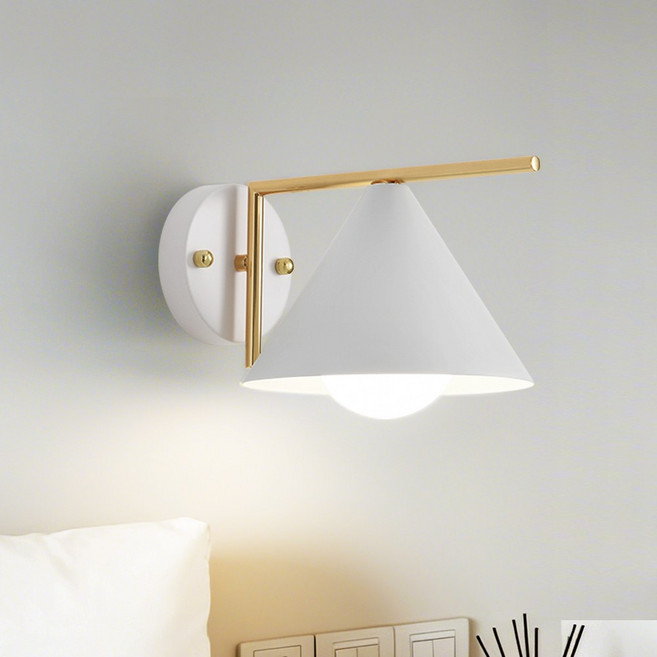 joxy 원뿔 1등 벽등 침대 조명 B6732-A, 흰색