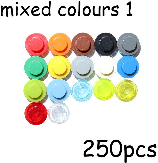 레고호환부품 MOC 조립 입자 4073 6141 플레이트 원형 1x1 도트 DIY 빌딩 블록 피규어 램프 브릭 어린이용 교육 장난감 250 개, [01] mixed-colours1
