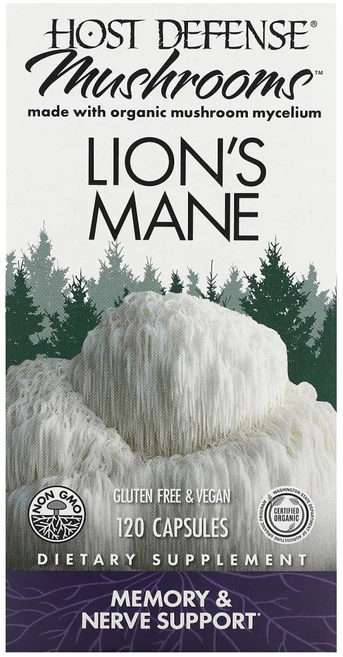 Fungi Perfecti Host Defense mushrooms 노루궁뎅이버섯 메모리 앤드 너브 써포트 베지캡슐 120정, 1개, 120g - 쿠팡