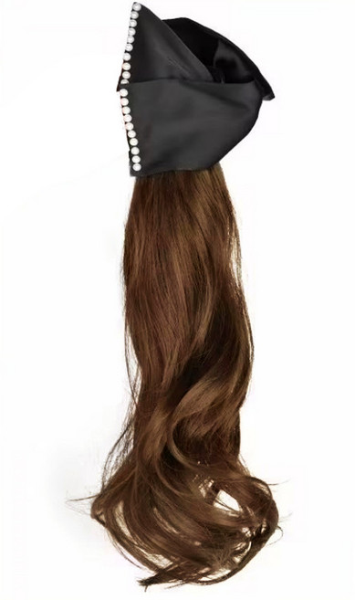 백송 새틴 진주 롱 웨이브 가발 집게핀 곱슬 긴머리 풍성 하이 포니테일 셀프 스타일링, 1개, 라이트브라운