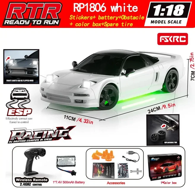 재고 있음 HB RP1804 1/18 RTR 4WD 드리프트 카 스포츠 모델 자이로스코프 - 타이어 2개 포함 즉시 운행 가, 01 RP1806