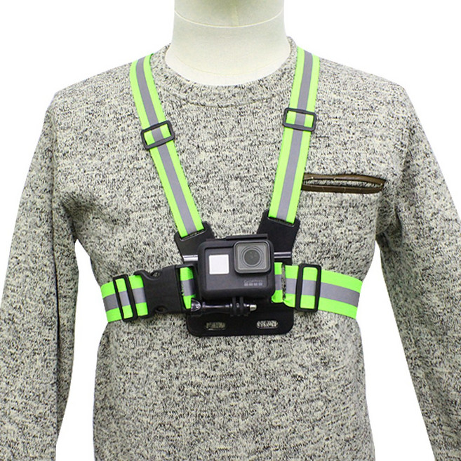 액션캠 빛반사 안전띠 바디 가슴 스트랩 마운트 고프로 호환, 1개