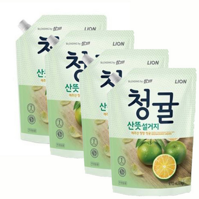 참그린 청귤 주방세제리필1kg, 1kg, 4개