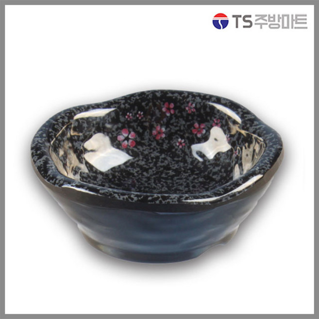 [돌산멜라민] 매화 웨이브종지 - 종지 소스 볼 (식당용 업소용), 검정(DS-6875), 1개