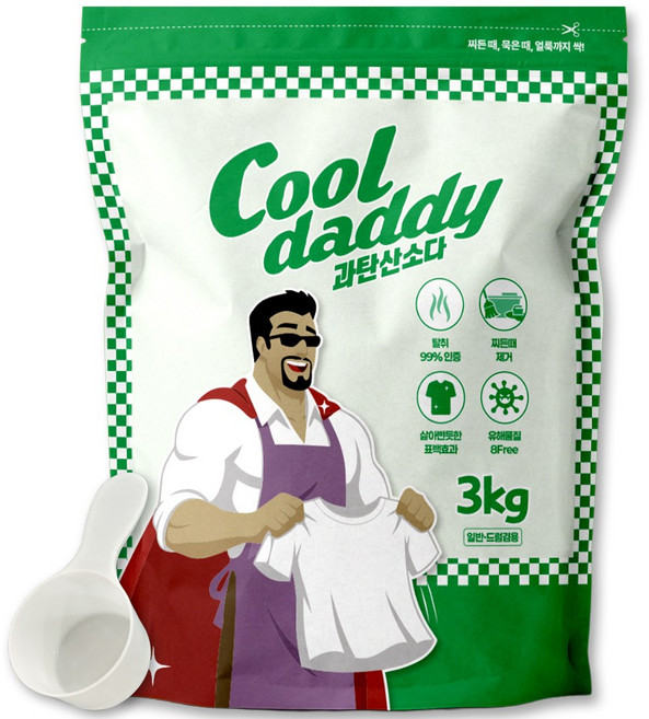 쿨대디 국내산 과탄산소다 얼룩제거 탈취 대용량 세제 국내제조 산소계표백제, 1개, 3kg