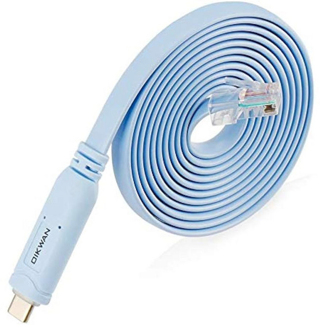 USB-C Cisco 콘솔 케이블 OIKWAN 6피트 USB 타입 C에서 RJ45 시리얼 어댑터 필수 액세서리 NETGEAR Ubiquity LINKSYS TP-링크 라우터/스위치, 6FT, 1개