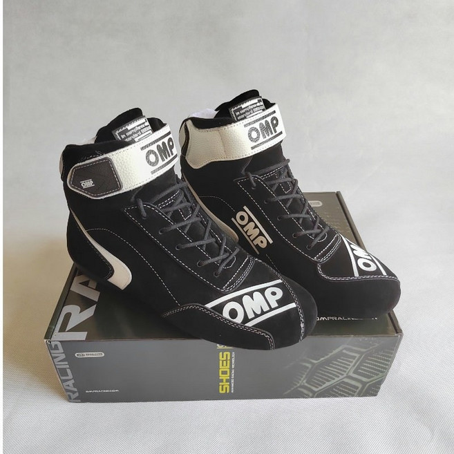 OMP FIRST 레이싱 슈즈 FIA 방염 드라이빙 자동차 경기 라이딩 겸용, 43, 검정색 빨간색