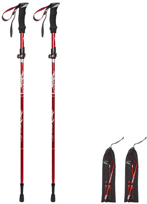 벨레스 듀랄루민 초경량 접이식 5단 등산스틱 2개, 핑크