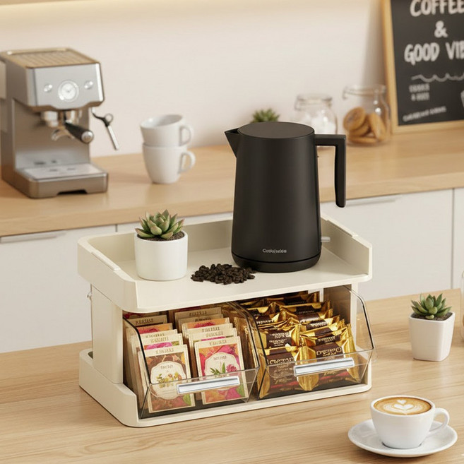 홈카페 캡슐커피 미니 서랍형 다용도 수납 정리함, 1개, 베이지