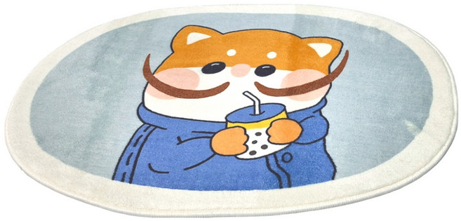 西格傢飾 珍珠奶茶少女仿羊絨速乾防滑地墊 約40 x 60cm 500g, 翹鬍達利, 1個