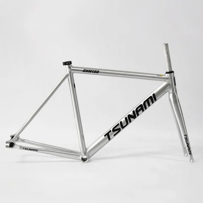 쓰나미 SNM100 프레임 세트 700C 알루미늄 고정 기어 및 포크 Fixie 자전거 49CM 단일 속도 부품, 04 49cm, 01 빠른, 02 silver, 1개
