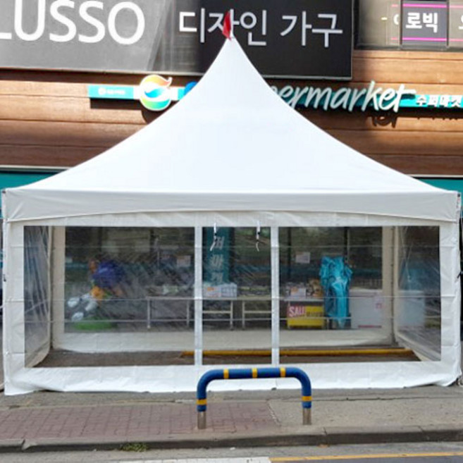 (주)한국캐노피 몽골천막 6m x 5m 몽골텐트 행사천막 고정천막 행사용천막, 6mx5m 몽골천막 백관골조+쫄탑민자 벽면
