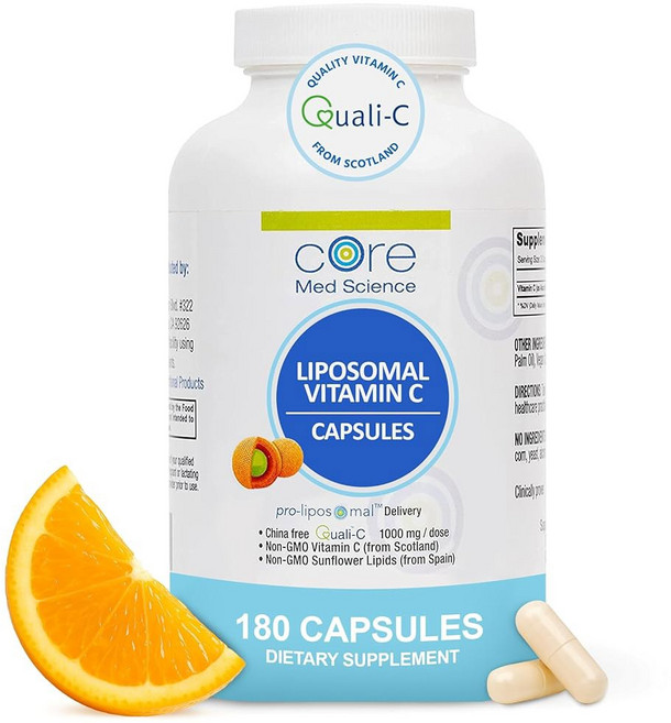 코어 메드 사이언스 리포솜 비타민 C 1000mg 60캡슐 - 한 피부를 촉진하는 비-GMO 천연 보충제 면역 체계 부스터 콜라겐 형성 지원