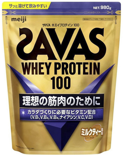 meiji 明治 SAVAS Whey Protein 100乳清蛋白粉 奶茶口味, 1個, 980g