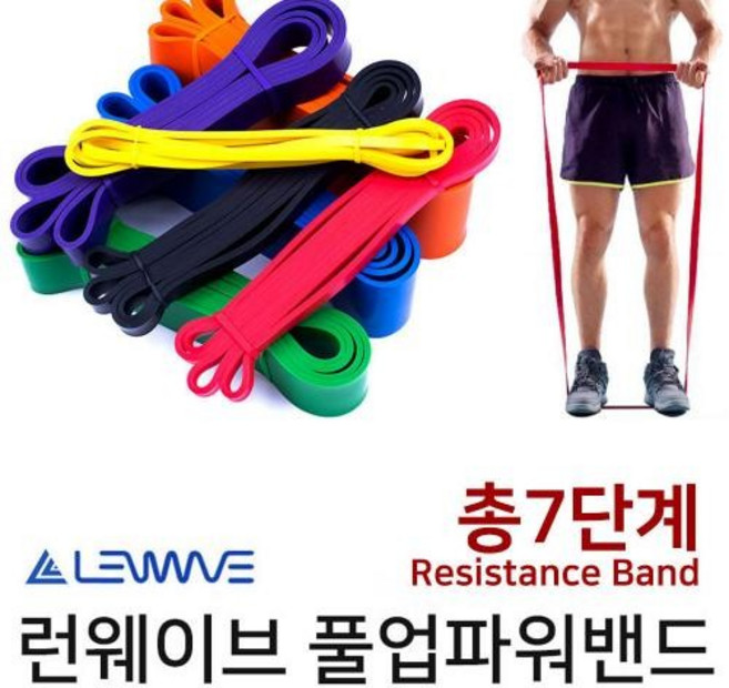 정품 런웨이브 라텍스 풀업밴드 레지스턴스 저항 밴드 턱걸이 푸쉬업 스쿼트 근력운동 파워밴드, LW풀업밴드1단계 옐로우, 1개