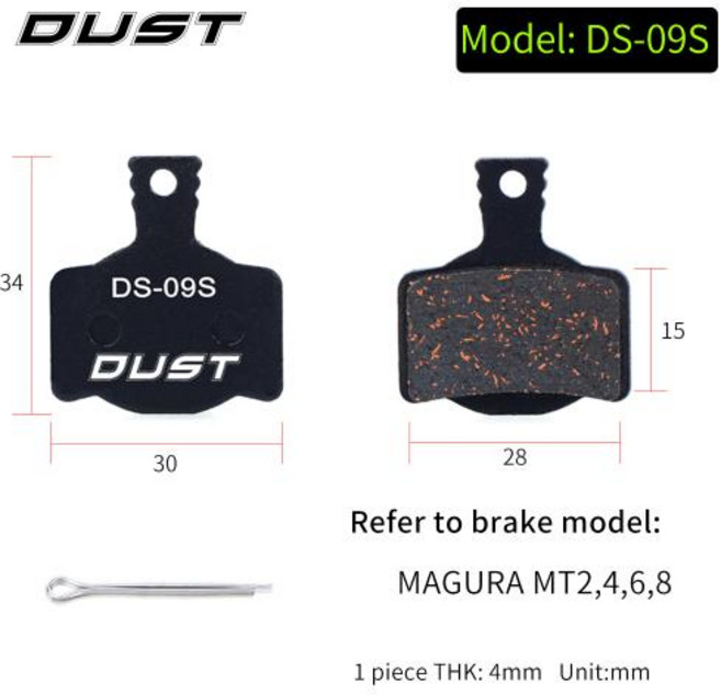 자전거 브레이크 패드 더스트 세미 메탈 유압 디스크 MTB 산악 부품 시마노 XT XTR M315 SRAM Avid BB5 BB7 E1 E3 1 쌍, 1Pair-2 piece DS-09, 1개