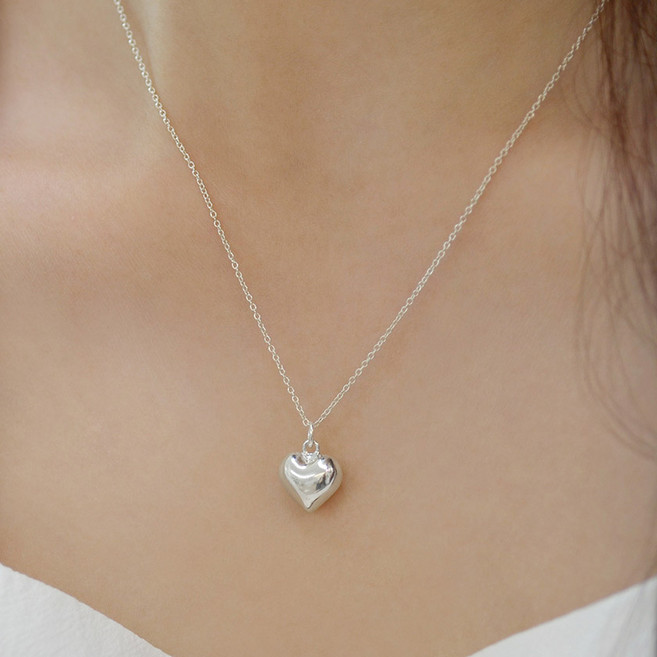 반지소 실버925 볼륨 통통하트 체인 순은목걸이 루다