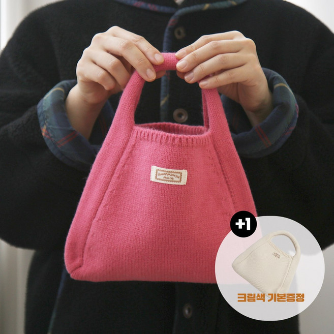 101도 1+1 데일리 니트 미니 토트백 핸드백 손목가방