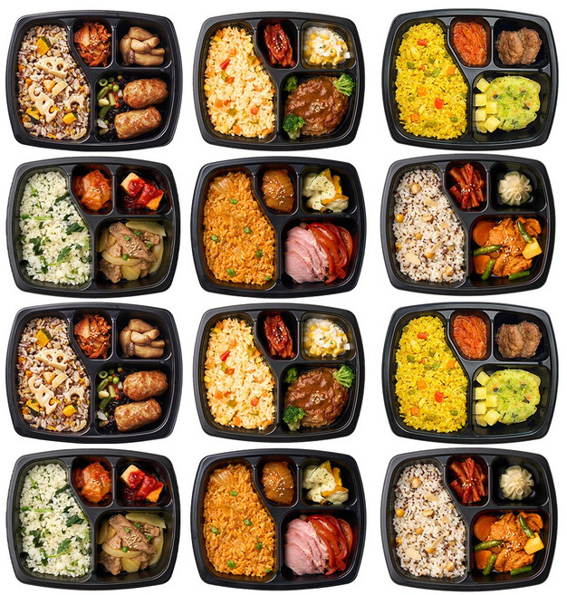 굿스푼 편의점 대용 3찬 양많은 고기 직장인 도시락 일주일 식단 6종 6팩 1479g (냉동), 12개, 212g