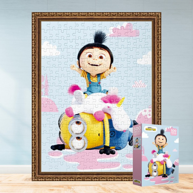 모두의취미 미니언즈와 아그네스 500피스 캐릭터 직소퍼즐, 1개, 액자세트(댄디브라운)