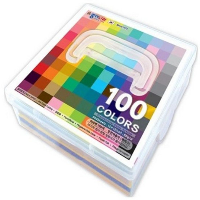 종이나라 단면 색종이 100종 x 5p + 플라스틱 케이스, 100색, 5세트