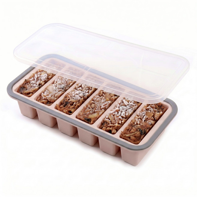 키치킷 아이스 푸드블럭 식품용 실리콘 대용량 냉동 소분 용기, 1개, 핑크