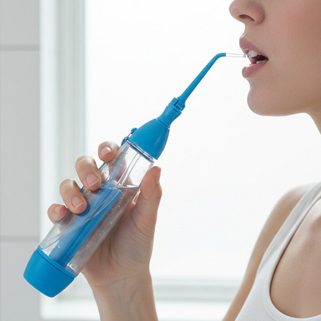 꾹누름 직수구강세정기 수압칫솔 직수형구강세정기 휴대용 펌핑형