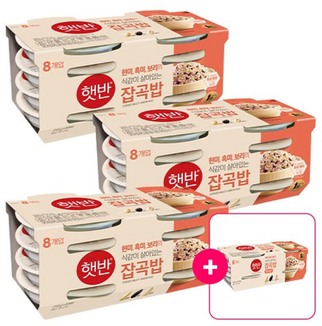 CJ제일제당 햇반 잡곡밥 한달팩(30입)(잡곡밥 210G*24+130G*6 덤), 37팩, 210g