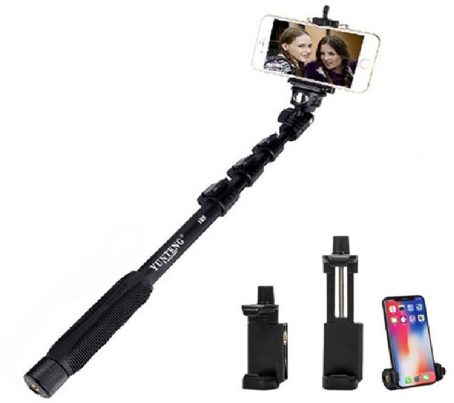 체리스팟 CS- YT188 셀카봉 최장길이 셀카 모노포드 +거치대 세트, 1개, 블랙