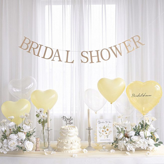 파티몬 브라이덜샤워 하트 풍선 소품 가랜드 홈 파티 용품 슬림 심플 옐로우, 1개, 브라이덜샤워 슬림 심플 풍선 8종 - 옐로우