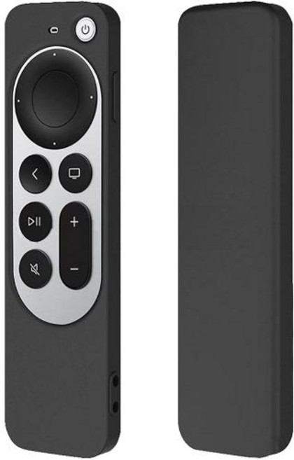 2022 Apple TV 4K 2세대 3세대 Siri 원격 미끄럼 방지 내구성 실리콘 충격 방지 커버용 분실 방지 보호 케이스, Black