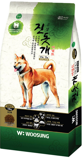 우성사료 진돗개 어덜트 애견사료, 1개, 10kg, 곡물