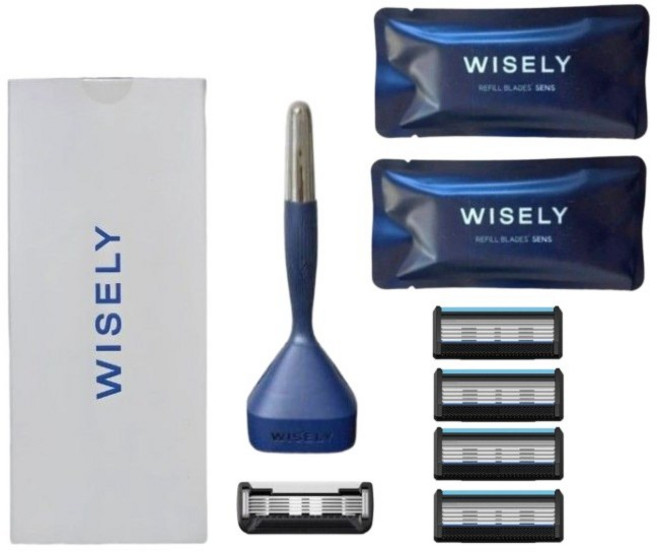 와이즐리 면도기 면도날 PRO1개 SENS8개 거치대 세트, 미드나이트네이비+SENS면도날, 1개