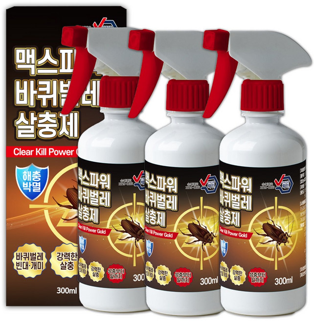 맥스파워 바퀴벌레 스프레이 강력한 살충제, 3개, 300ml