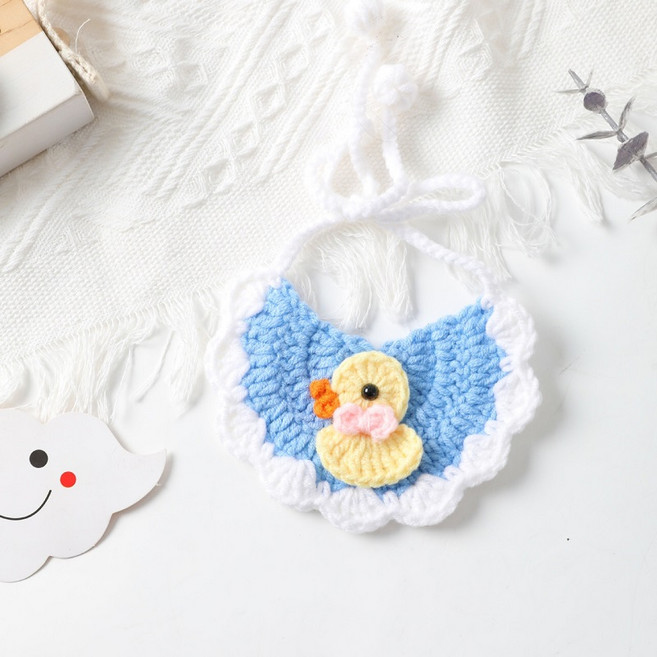 시웨이 강아지 고양이 알록달록 귀염 뜨개 케이프 니트 스카프, 1개, 오리