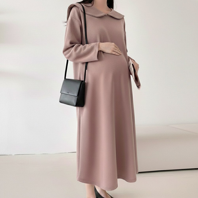 [당일출고] 수엠W 임산부 세일러 카라 롱원피스 빅사이즈 루즈핏 하객룩 T03 세라카라원피스