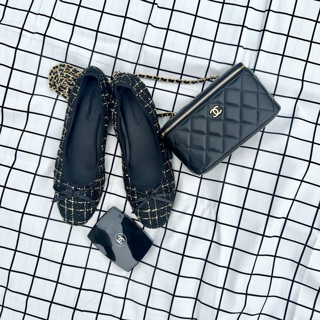 여성 트위드 리본 플랫 슈즈H6Y2