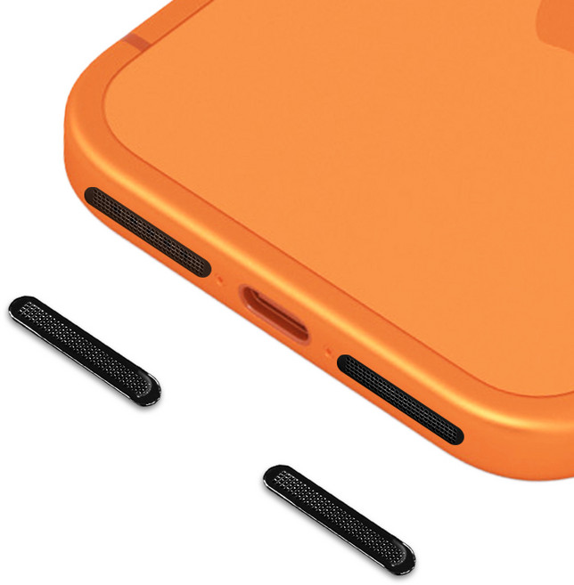 아이폰 17 프로 호환 마이크 스피커 메탈 방진 스티커, 블랙 (롱), 4개