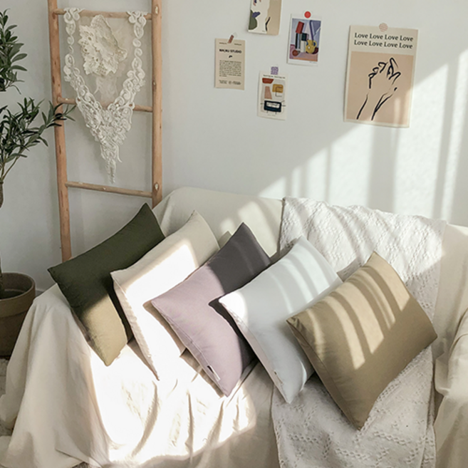 하임데코 윙스 미니 직사각 쿠션 커버, 그레이+ 다운필 솜