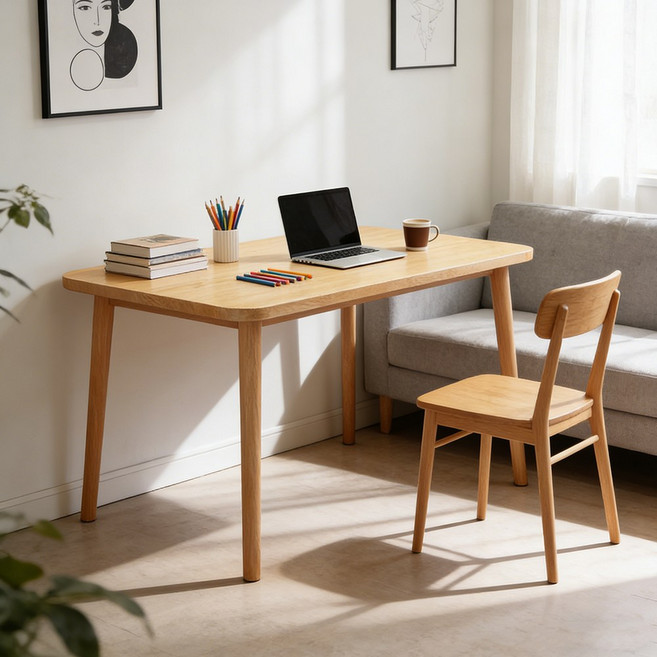 하루꿈 식탁 미니멀 디자인 다용도 책상 테이블 주방 원룸 심풀 화이트 다이닝 식탁, 80cm