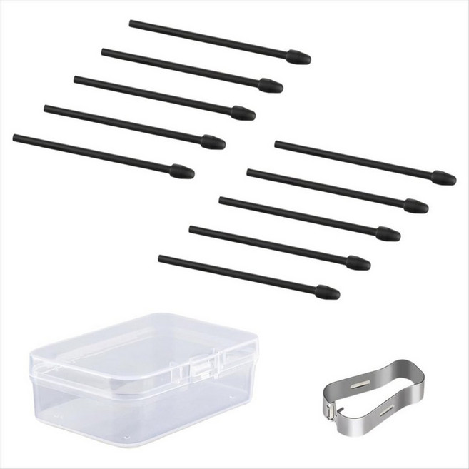 놀라운 2 펜 -4096 압력 감도 및 틸트 필기 지원 NIBS 제거 도구를위한 교체 펜 팁, 10 pcs, 10pcs, 검은색, 10개