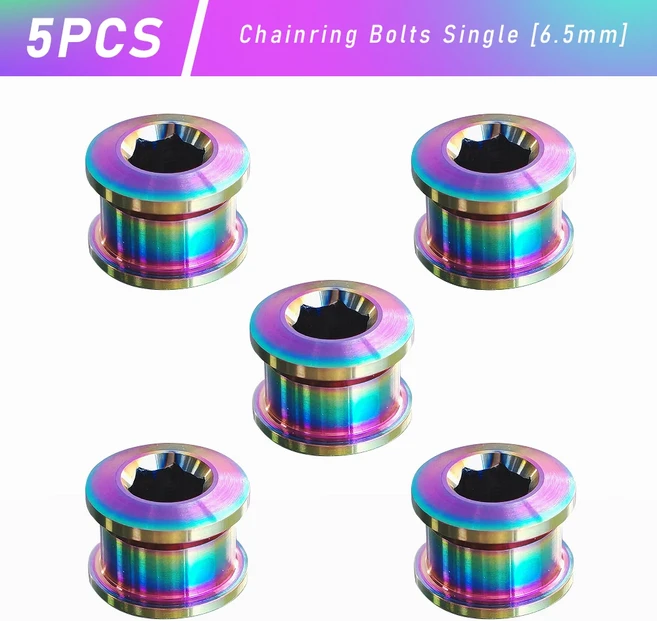 픽시 로드 KRSEC 4/5PCS 티타늄 합금 체인링 볼트 싱글 더블 체인링 나사 산악 자전거 크랭크 볼트 6.5/10.5mm 부품, [14] 5pcs CL-6.5mm